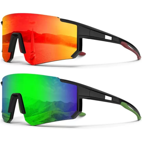 KALIYADI Polarized Sports SunglassesMen RunningSunglassesforWomen Mens Sunglasses UV protection Cycling Driving Fishing16 BlackRed  BlackGreen