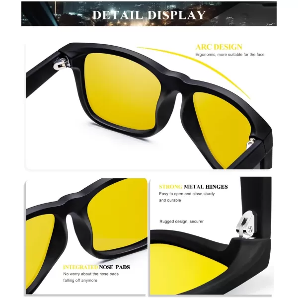 imageKALIYADI Sunglasses Men Polarized Sun glasses for Mens Womens Classic Matte Black Frame UV Protection 3pack3 Pack BlackGreenNight Vision