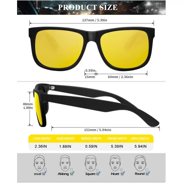 imageKALIYADI Sunglasses Men Polarized Sun glasses for Mens Womens Classic Matte Black Frame UV Protection 3pack3 Pack BlackGreenNight Vision