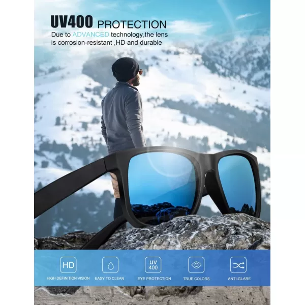 imageKALIYADI Sunglasses Men Polarized Sun glasses for Mens Womens Classic Matte Black Frame UV Protection 3pack3 Pack Ice BlueGreenTortoise G15