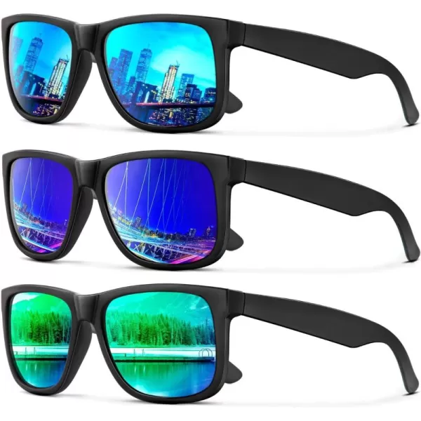 (3 Pack) Ice Blue/Green/Drak Blue