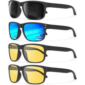 imageKALIYADI Mens SunGlasses Polarized SunglassesMen Classic Sunglasses with UV400 Protection for Fishing Golf DrivingIce BlueGreyNight VisionNight Vision