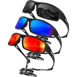 imageKALIYADI Polarized SunglassesMen Sports SunGlasses Mens Sunglasses UV400 Protection for Running Fishing GolfBlackDark BlueRed