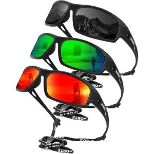 imageKALIYADI Polarized SunglassesMen Sports SunGlasses Mens Sunglasses UV400 Protection for Running Fishing GolfBlackGreenRed