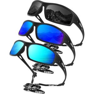 imageKALIYADI Polarized SunglassesMen Sports SunGlasses Mens Sunglasses UV400 Protection for Running Fishing GolfBlackIce BlueDark Blue