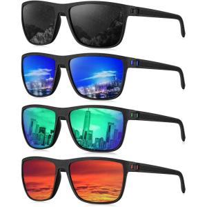 imageKALIYADI Mens SunGlasses Polarized SunglassesMen Classic Sunglasses with Ultraviolet Protection for Driving Fishing Golf04 BlackDark BlueGreenRed
