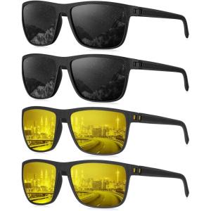 imageKALIYADI Mens SunGlasses Polarized SunglassesMen Classic Sunglasses with Ultraviolet Protection for Driving Fishing Golf11 BlackBlackNight VisionNight Vision