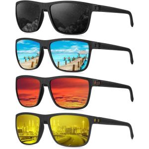 imageKALIYADI Mens SunGlasses Polarized SunglassesMen Classic Sunglasses with Ultraviolet Protection for Driving Fishing Golf12 BlackIce BlueRedNight Vision