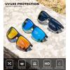 imageKALIYADI Polarized Sunglasses for Men and Women Mens Sun Glasses with UV Protection for Driving Fishing Golf 3 Packs3 Pack Black Clear  BlackBlack Blue  BlueBlack Red  Red