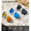 imageKALIYADI Polarized Sunglasses for Men and Women Mens Sun Glasses with UV Protection for Driving Fishing Golf 3 Packs3 Pack Clear FrameblackIce BlueRed