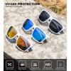 imageKALIYADI Polarized Sunglasses for Men and Women Mens Sun Glasses with UV Protection for Driving Fishing Golf 3 Packs3 Pack Flossy White FrameblackIce BlueRed