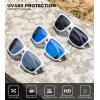 imageKALIYADI Polarized Sunglasses for Men and Women Mens Sun Glasses with UV Protection for Driving Fishing Golf 3 Packs3 Pack Flossy White FrameblackIce BlueSilver