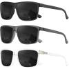 imageKALIYADI Polarized Sunglasses for Men and Women Mens Sun Glasses with UV Protection for Driving Fishing Golf 3 Packs3 Pack Black  BlackMatt Grey  BlackClear  Black