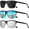 imageKALIYADI Polarized Sunglasses for Men and Women Mens Sun Glasses with UV Protection for Driving Fishing Golf 3 Packs3 Pack Black Clear  BlackBlack Blue  BlueBlack Clear  Silver