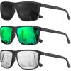 (3 Pack) Black/Green/Silver