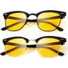 imageKALIYADI Sunglasses Men Polarized Sunglasses for Men Women Unisex SemiRimless Frame Retro Driving Sun Glasses UV BlockingB08 2 Packglossy Blackgold Night Vision Glossy Black Night Vision