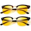 imageKALIYADI Sunglasses Men Polarized Sunglasses for Men Women Unisex SemiRimless Frame Retro Driving Sun Glasses UV BlockingB09 2 Packglossy Blackgold Night Vision Tortoise Night Vision
