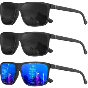 imageKALIYADI Polarized Sunglasses for Men and Women Mens Sun Glasses with UV Protection for Driving Fishing Golf 3 Packs3 Pack BlackBlackDark Blue