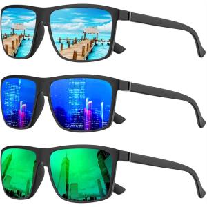 imageKALIYADI Polarized Sunglasses for Men and Women Mens Sun Glasses with UV Protection for Driving Fishing Golf 3 Packs3 Pack Ice BlueGreenDark Blue