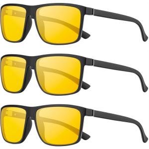 imageKALIYADI Polarized Sunglasses for Men and Women Mens Sun Glasses with UV Protection for Driving Fishing Golf 3 Packs3 Pack Night VisionNight VisionNight Vision
