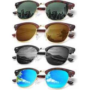 imageKALIYADI Sunglasses Men Polarized Sunglasses for Men Women Unisex SemiRimless Frame Retro Driving Sun Glasses UV BlockingE06tortoise G15Tortoise Ice BlueBlackBrown