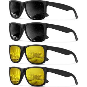 imageKALIYADI MensSunglasses Polarized Sunglasses Men Classic Sunglasses for men with UV Protection Driving Fishing GolfBlack  Black  Night Vision  Night Vision