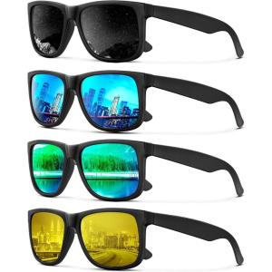 imageKALIYADI MensSunglasses Polarized Sunglasses Men Classic Sunglasses for men with UV Protection Driving Fishing GolfBlack  Ice Blue  Green  Night Vision