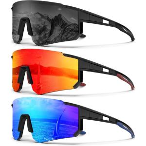 imageKALIYADI Polarized SunglassesforMen Sports Sunglasses Mens Running Sun Glasses UV400 Protection for Cycling FishingA03grey  Red  Dark Blue