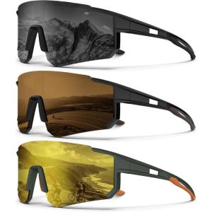 imageKALIYADI Polarized SunglassesforMen Sports Sunglasses Mens Running Sun Glasses UV400 Protection for Cycling FishingA09grey  Brown  Gold