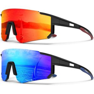 imageKALIYADI Polarized SunglassesforMen Sports Sunglasses Mens Running Sun Glasses UV400 Protection for Cycling FishingB14blackRed  BlackBlue