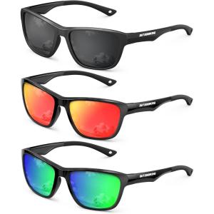imageKALIYADI Polarized Sunglasses Men WomensSunglasses Sun Glasses Lightweight Frame for Driving Fishing UV400 ProtectionA04blackgreenred