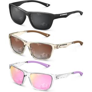 imageKALIYADI Polarized Sunglasses Men WomensSunglasses Sun Glasses Lightweight Frame for Driving Fishing UV400 ProtectionA06matte BlackbrowntransparentPink