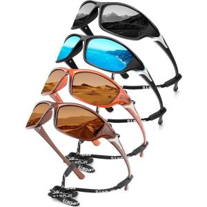 imageKALIYADI Polarized SunglassesMen Sports Sunglassses Mens Sunglasses with UV Protection for Fishing Driving Cycling RunningBlackIce BlueBrownCrystal Brown