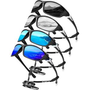 imageKALIYADI Polarized SunglassesMen Sports Sunglassses Mens Sunglasses with UV Protection for Fishing Driving Cycling RunningBlackIce BlueDark BlueSilver