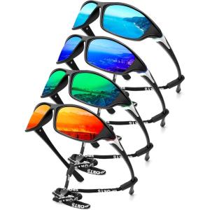 imageKALIYADI Polarized SunglassesMen Sports Sunglassses Mens Sunglasses with UV Protection for Fishing Driving Cycling RunningIce BlueDark BlueGreenRed