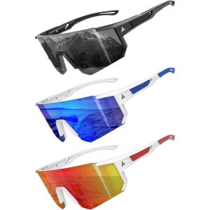 imageKALIYADI SunglassesMen Sports MensSunglasses Women Sun Glasses with UV400 for Running Cycling Golf FishingA03blackwhiteDark BluewhiteRed