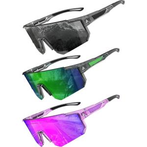 imageKALIYADI SunglassesMen Sports MensSunglasses Women Sun Glasses with UV400 for Running Cycling Golf FishingA04transparent Blacktransparent Greentransparent Purple