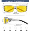 imageKALIYADI NightVisionGlasses FitOverGlasses WrapAround Glasses Anti Glare Night Driving Glasses for men women HD LensGlossy BlackGrey  Transparent GreyGrey  Transparent GreyNight Vision