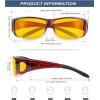 imageKALIYADI NightVisionGlasses FitOverGlasses WrapAround Glasses Anti Glare Night Driving Glasses for men women HD LensGlossy BlackNight Vision  Wine Red GradientNight Vision  Matte TortoiseNight Vision