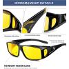 imageKALIYADI NightVisionGlasses FitOverGlasses WrapAround Glasses Anti Glare Night Driving Glasses for men women HD LensTransparent GreyNight Vision  Glossy BlackNight Vision  Transparent BrownNight Vision