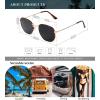 imageKALIYADI Sunglasses for Women and Men Polarized Square UV Protection Trendy Metal Frame Hexagon SunglassesA3 LeopardGrey Hexagonal