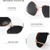 imageKALIYADI Sunglasses for Women and Men Polarized Square UV Protection Trendy Metal Frame Hexagon SunglassesA3 LeopardGrey Hexagonal