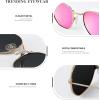 imageKALIYADI Sunglasses for Women and Men Polarized Square UV Protection Trendy Metal Frame Hexagon SunglassesA7 GoldPink Hexagonal