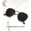 imageKALIYADI Sunglasses for Women and Men Polarized Square UV Protection Trendy Metal Frame Hexagon SunglassesAb1 BlackGrey Glass Lennon Polarizedhexagonal