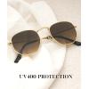 imageKALIYADI Sunglasses for Women and Men Polarized Square UV Protection Trendy Metal Frame Hexagon SunglassesAb4 GoldGradient Brown Glass Lennon Polarizedhexagonal
