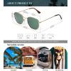 imageKALIYADI Sunglasses for Women and Men Polarized Square UV Protection Trendy Metal Frame Hexagon SunglassesB8 2 Pack LeopardGrey  GoldG15 Hexagonal