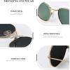 imageKALIYADI Sunglasses for Women and Men Polarized Square UV Protection Trendy Metal Frame Hexagon SunglassesB8 2 Pack LeopardGrey  GoldG15 Hexagonal