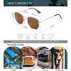 imageKALIYADI Sunglasses for Women and Men Polarized Square UV Protection Trendy Metal Frame Hexagon SunglassesB9 2 Pack LeopardGrey  GoldBrown