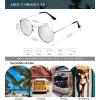 imageKALIYADI Sunglasses for Women and Men Polarized Square UV Protection Trendy Metal Frame Hexagon SunglassesD2 2 Pack 20 GoldPink  SilverSilver Round