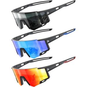 imageKALIYADI KidsSunglasses Sports SunglassesforKids Youth Sun Glasses with UV400 for Running CyclingA02blackdark Bluered